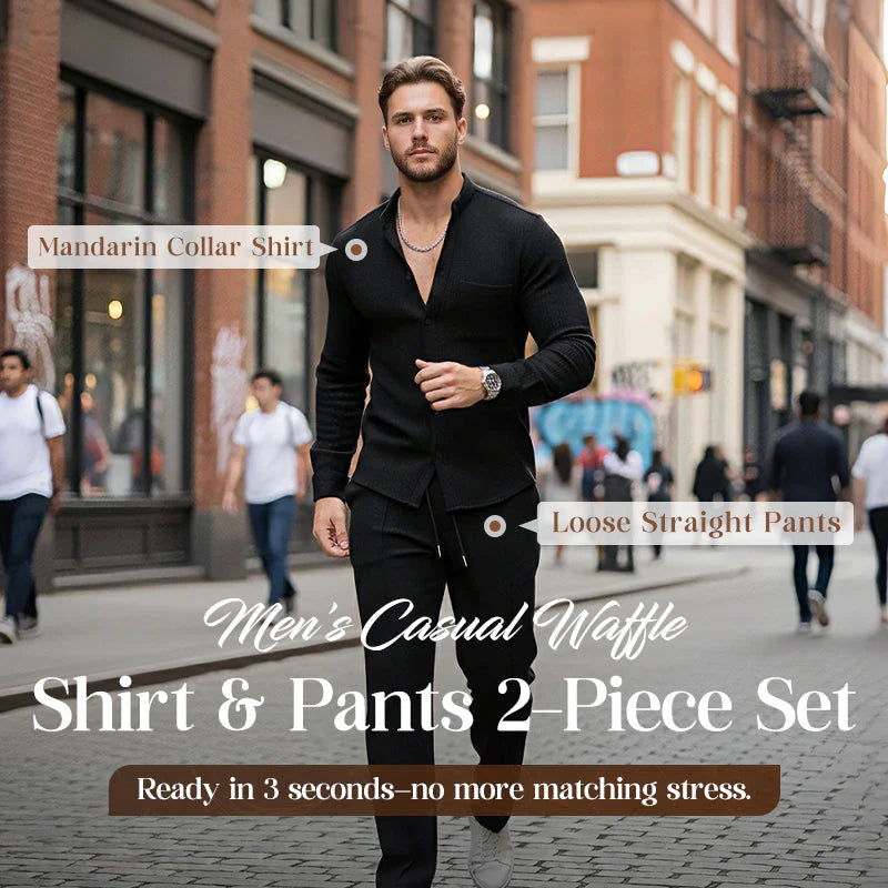 ⭐ 2026 Best Seller | Casual Waffle Shirt & Pants Set | Ready-to-Wear Comfort