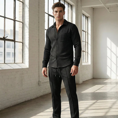 ⭐ 2026 Best Seller | Casual Waffle Shirt & Pants Set | Ready-to-Wear Comfort