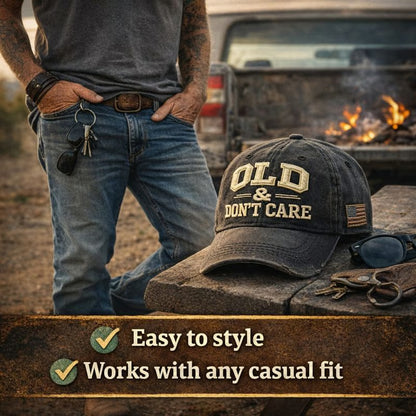 🖤2026 Best Seller · 40% OFF🖤Vintage Distressed “OLD & DON’T CARE” Cap