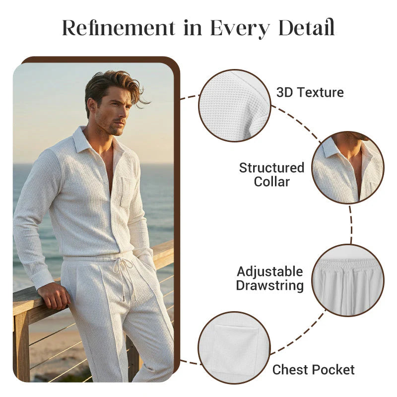 ⭐ 2026 Best Seller | Casual Waffle Shirt & Pants Set | Ready-to-Wear Comfort