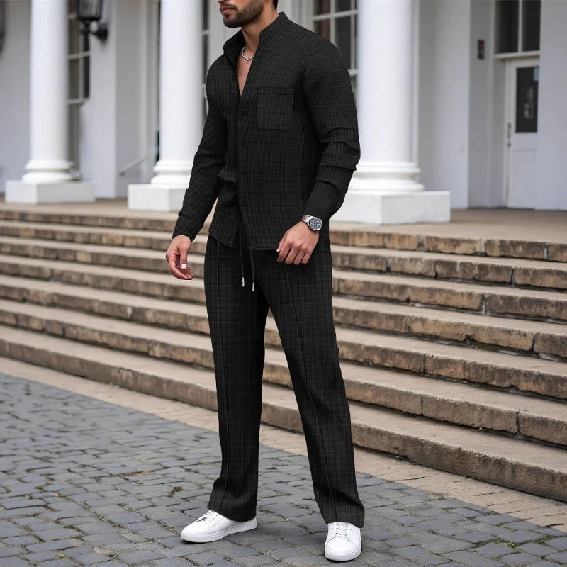 ⭐ 2026 Best Seller | Casual Waffle Shirt & Pants Set | Ready-to-Wear Comfort