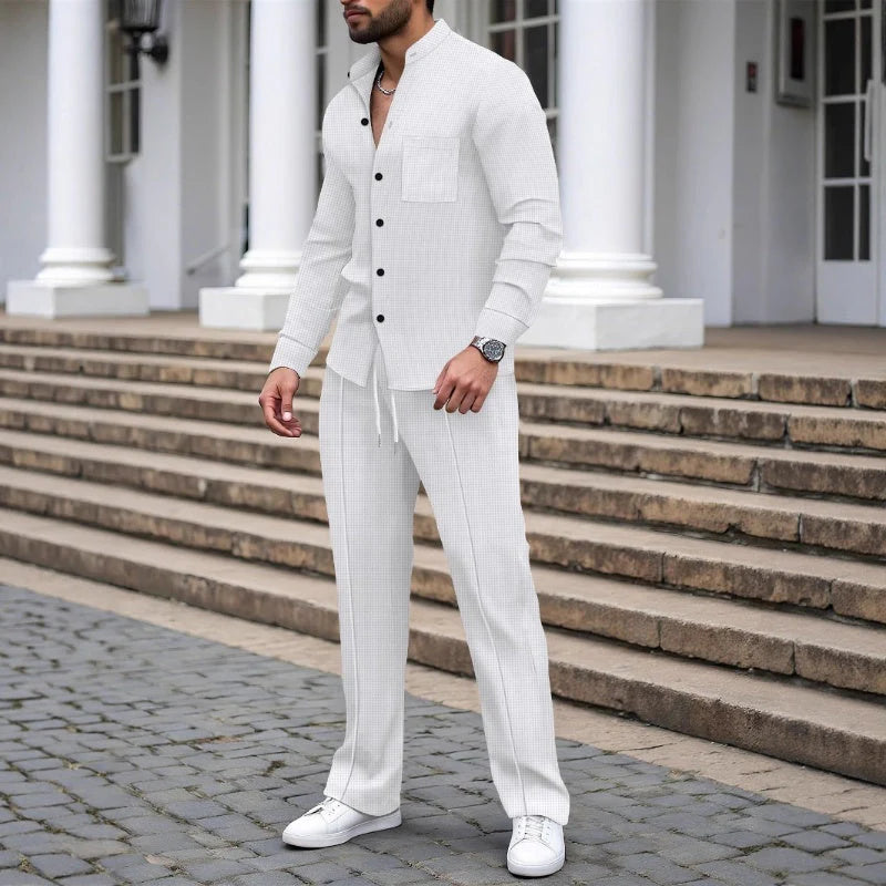 ⭐ 2026 Best Seller | Casual Waffle Shirt & Pants Set | Ready-to-Wear Comfort