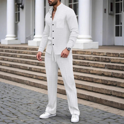 ⭐ 2026 Best Seller | Casual Waffle Shirt & Pants Set | Ready-to-Wear Comfort