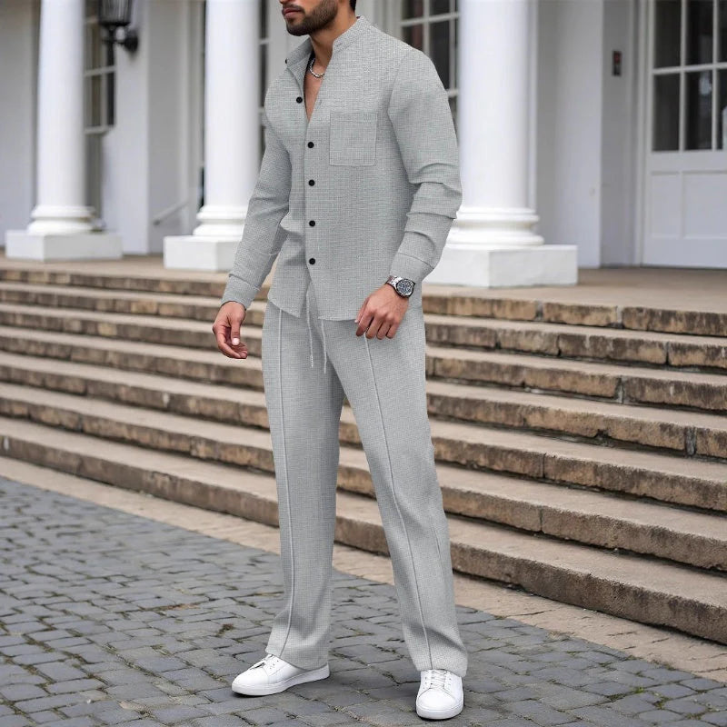 ⭐ 2026 Best Seller | Casual Waffle Shirt & Pants Set | Ready-to-Wear Comfort