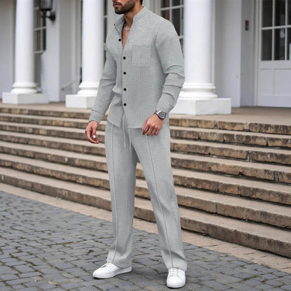 ⭐ 2026 Best Seller | Casual Waffle Shirt & Pants Set | Ready-to-Wear Comfort