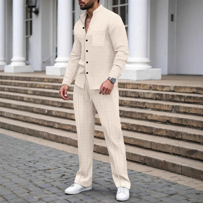 ⭐ 2026 Best Seller | Casual Waffle Shirt & Pants Set | Ready-to-Wear Comfort