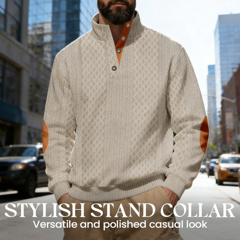 📢📢50% OFF !! ⏰Men's Textured Jacquard Collared Sweatshirt