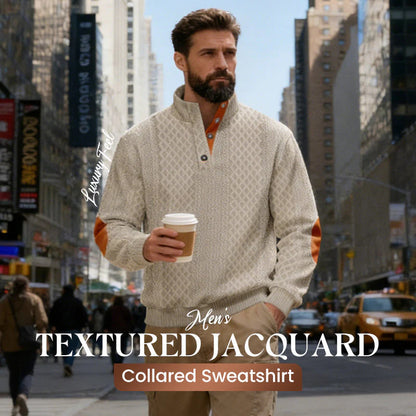 📢📢50% OFF !! ⏰Men's Textured Jacquard Collared Sweatshirt