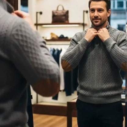 📢📢50% OFF !! ⏰Men's Textured Jacquard Collared Sweatshirt