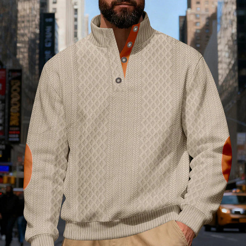 📢📢50% OFF !! ⏰Men's Textured Jacquard Collared Sweatshirt