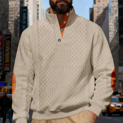 📢📢50% OFF !! ⏰Men's Textured Jacquard Collared Sweatshirt