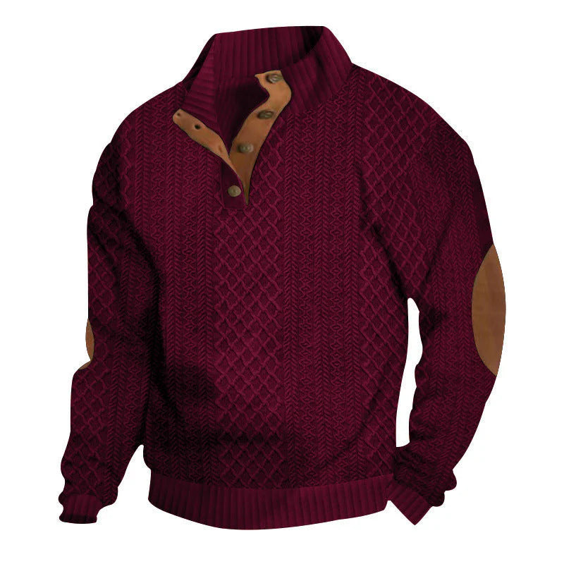 📢📢50% OFF !! ⏰Men's Textured Jacquard Collared Sweatshirt