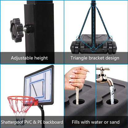 Portable Pool Basketball Hoop and Volleyball Set for Swimming Pools With Two Ball