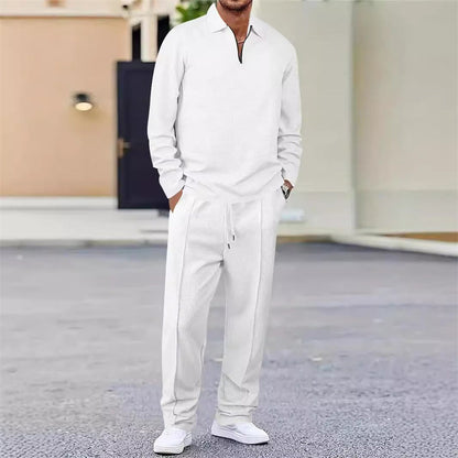 Men’s Waffle Knit Sweatshirt & Straight-Leg Pants Set – Cozy, Breathable & Effortlessly Stylish 👕👖