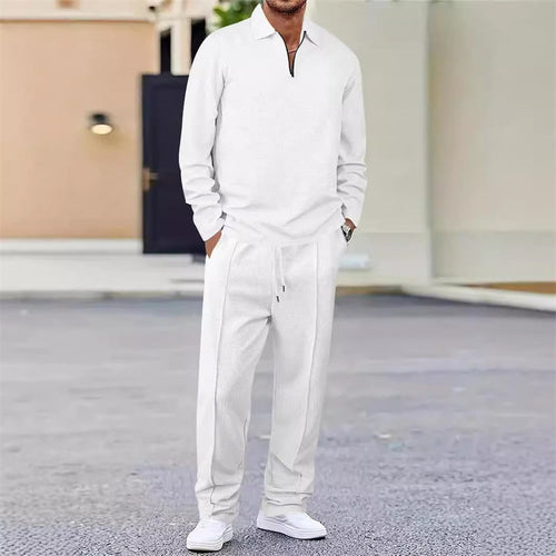 Men’s Waffle Knit Sweatshirt & Straight-Leg Pants Set – Cozy, Breathable & Effortlessly Stylish 👕👖